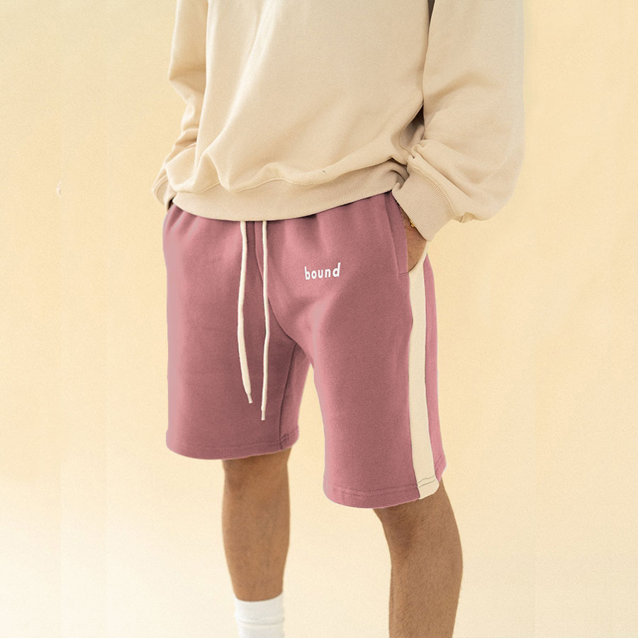 Pink Striped Jogging Pants Fashion Casual Sports Shorts / [blueesa] /