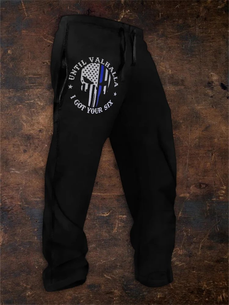 Men's Until Valhalla I Got Your Six Flag Skull Sweatpants