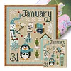 January Animal House Partial 14CT 2 Strands French DMC DIY Counted Cross Stitch Kits for Beginners Adults Home Decor Cross Stitch Patterns Arts Craft Kits 19x22cm