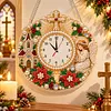 Acrylic Special Shape Xmas Pray Diamond Pearl Painting Clock Handicraft Hanging Kit