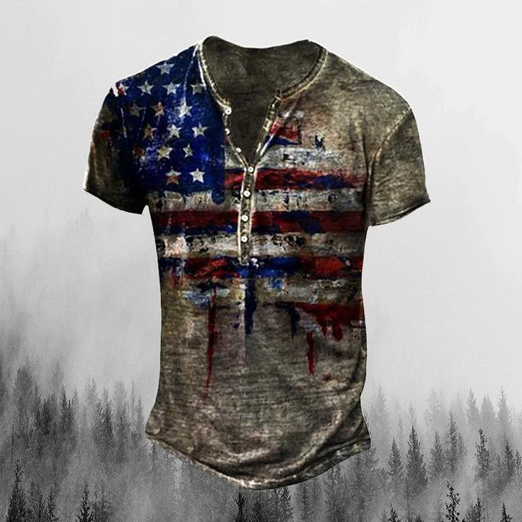 Mens Freedom Eagle Print Comfortable Casual Short Sleeve T-Shirt