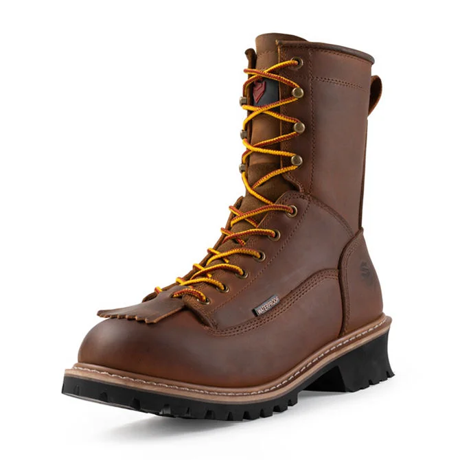 Waterproof steel toe hot sale logger boots