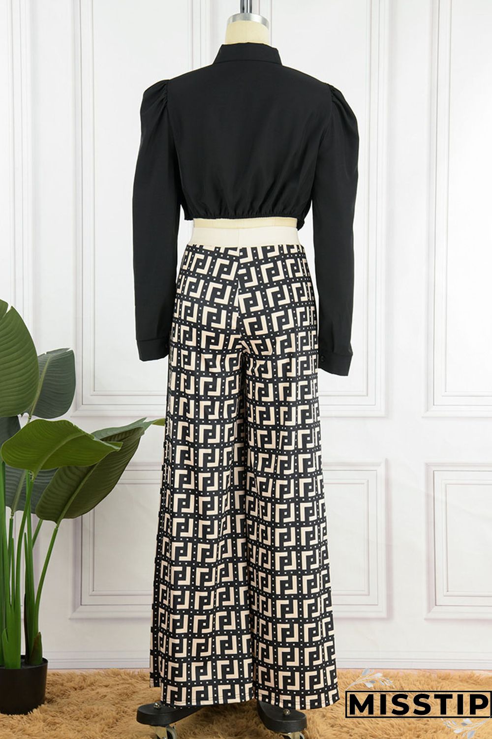 Khaki Casual Print Patchwork Turndown Collar Long Sleeve Two Pieces