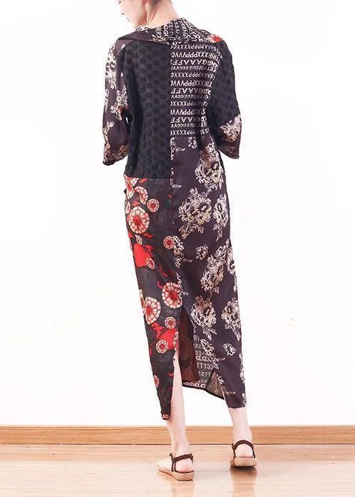 Silk red printed chest cross fashion letter dress plus size loose women's clothing