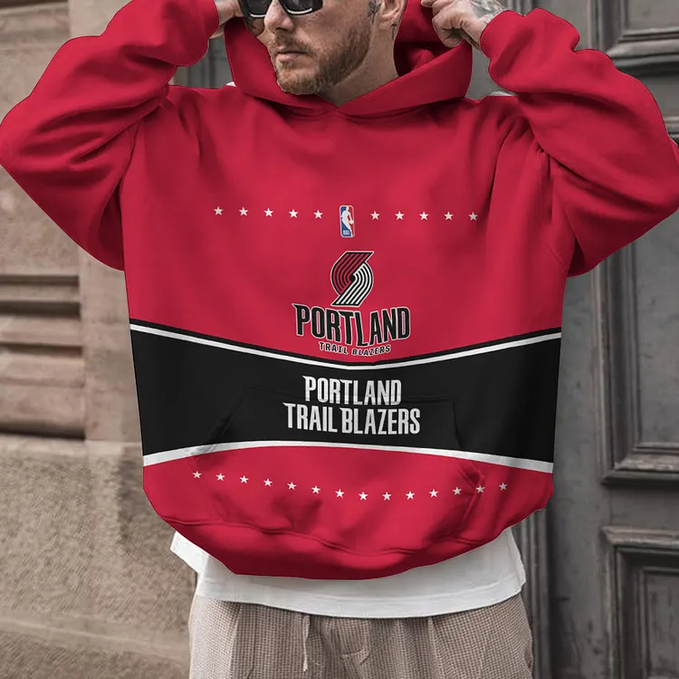 Portland Trail Blazers  Printed Hooded Pocket Pullover Hoodie