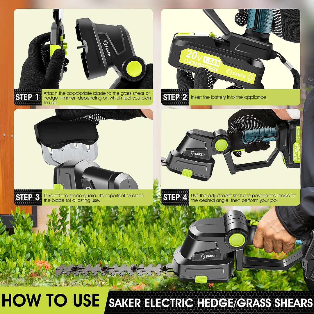 SAKER&reg; Cordless Hedge Trimmer