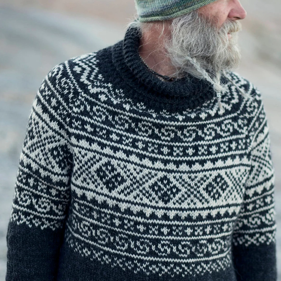 Vintage Beautiful Norwegian Setesdals Knit Jacquard Crew Neck Sweater（Unisex）