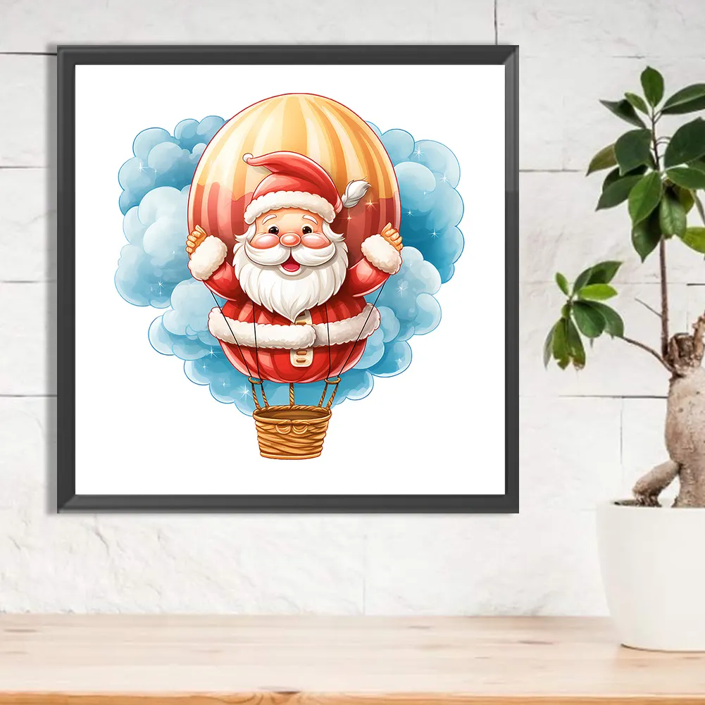 Full Round Diamond Painting 30*30cm - Hot Air Balloon Santa Claus
