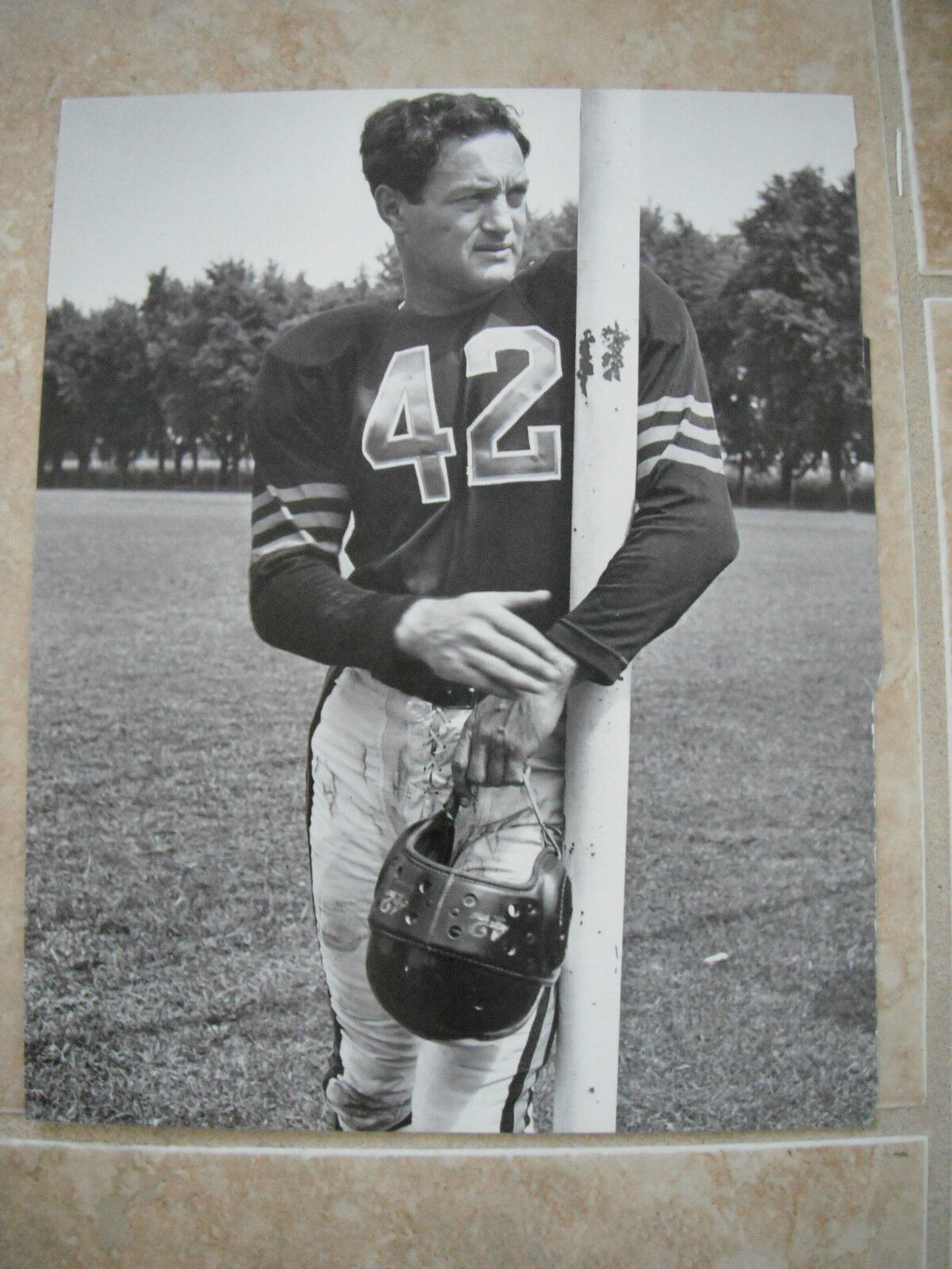 Sid Luckman Chicago Bears NFL Football B&W Candid Coffee Table Book Photo Poster painting