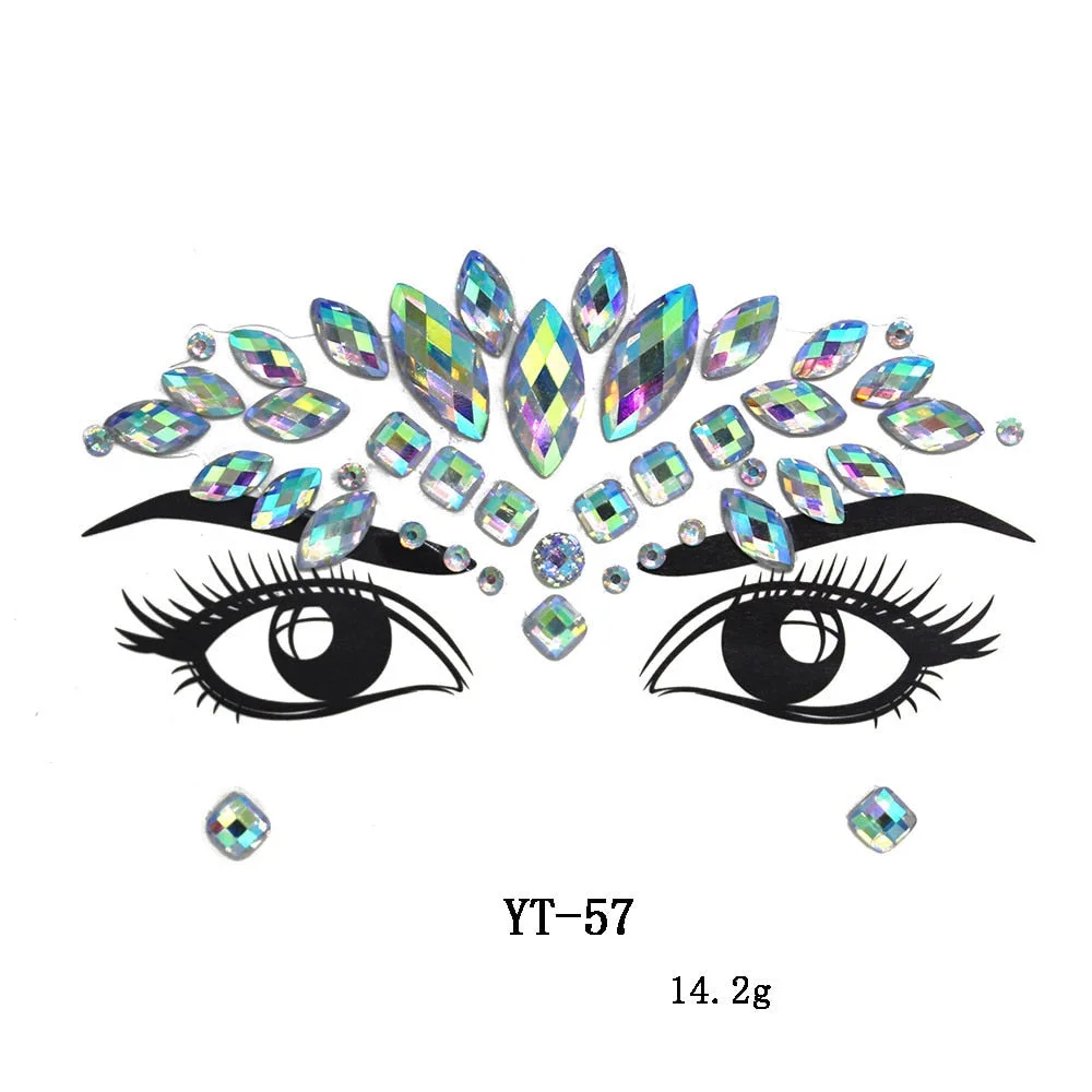 Facial Rhinestone Natural Resin Face Sticker Rhinestone Tattoo Makeup Party Christmas Party Face Decoration Makeup Stickers