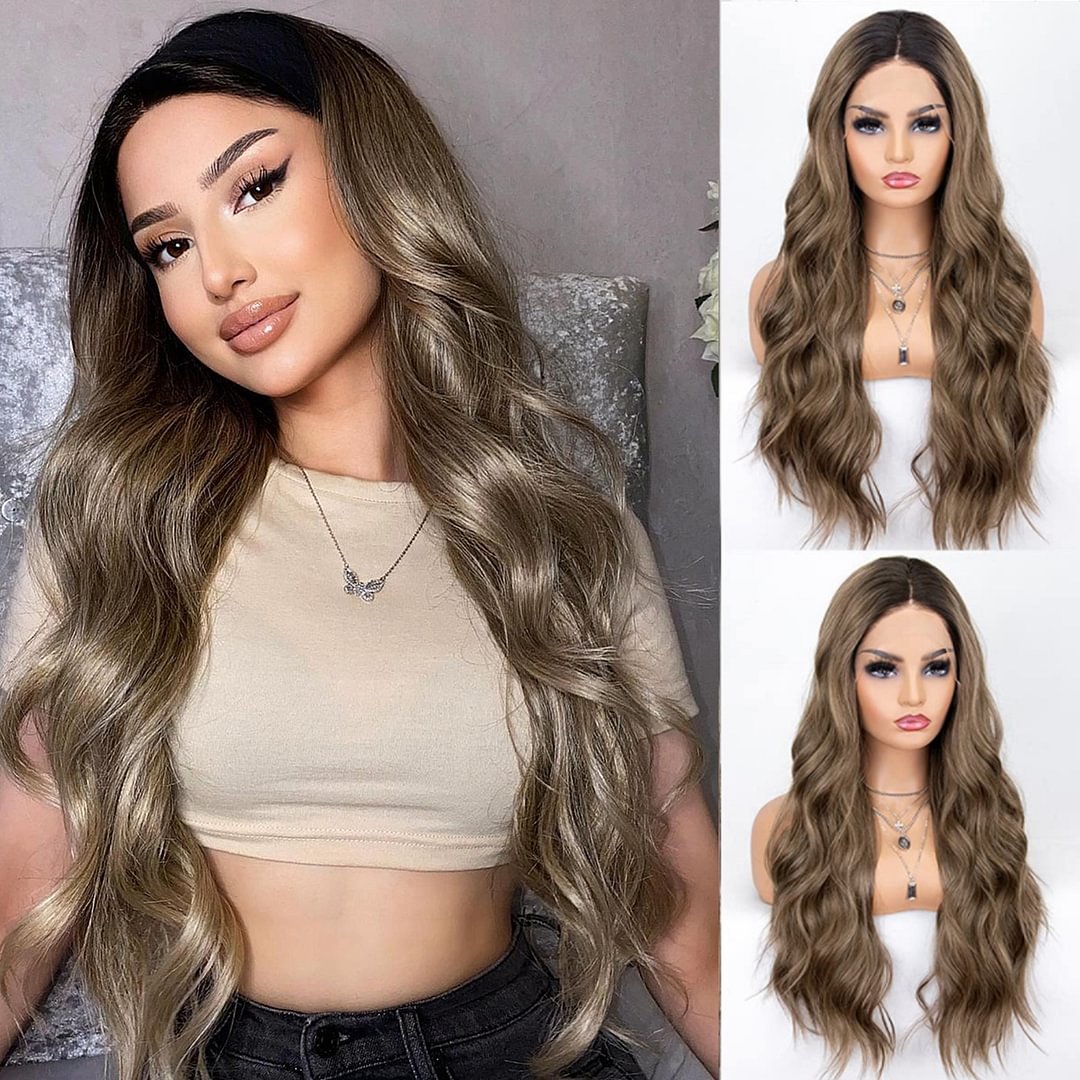 Brown Color Long Wave Wigs Glueless Hair US Mall Lifes