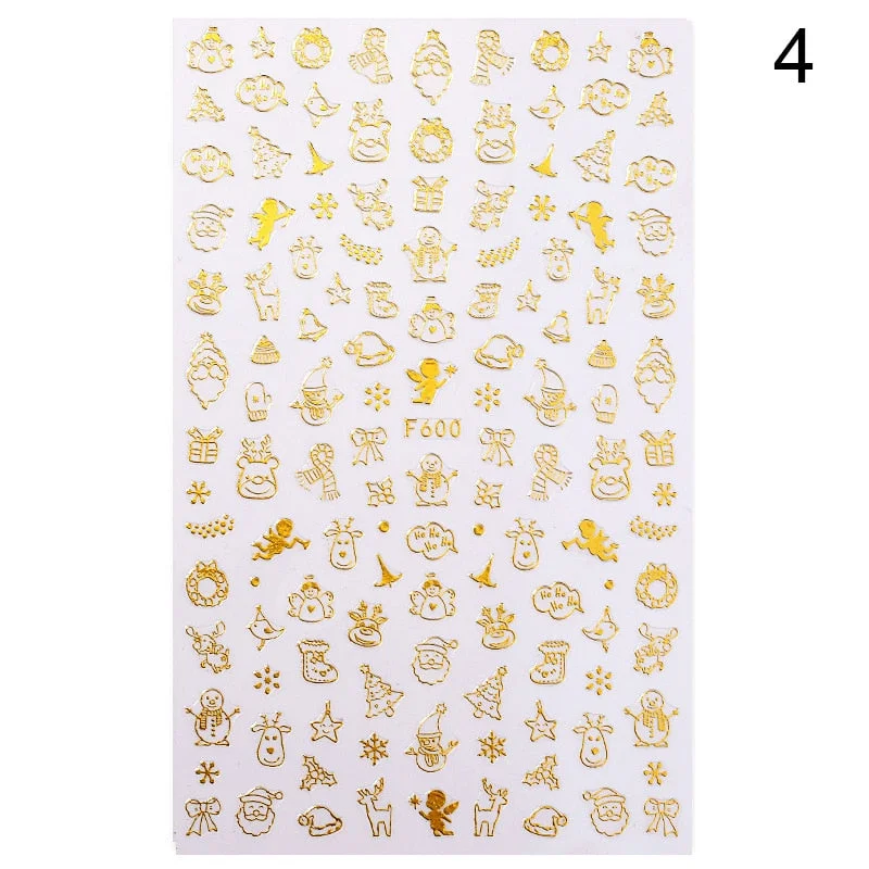 Christmas Metaliic Nail Sticker For Women Part Hand Decoration Nail Art Decorations Gold Stickers For Nail Girls Ladies