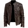 Men's Leather Biker Jacket Cafe Racer Jacket by Inlyline