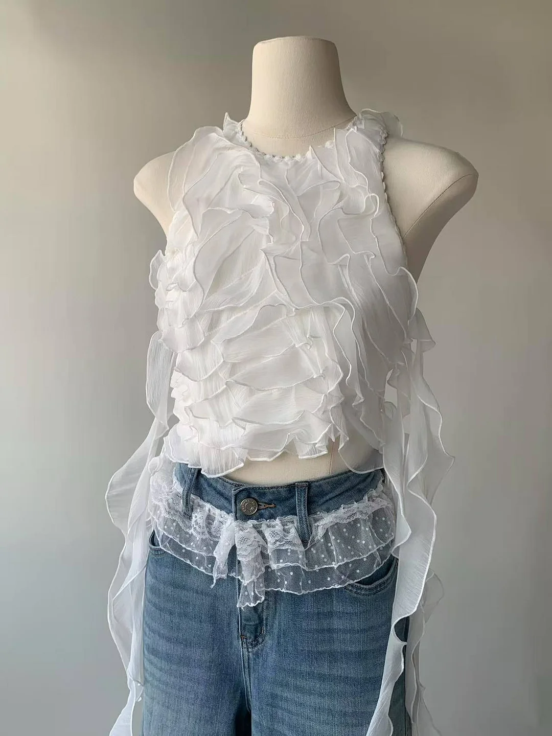 Ruffle Floral Lace Top/Dress