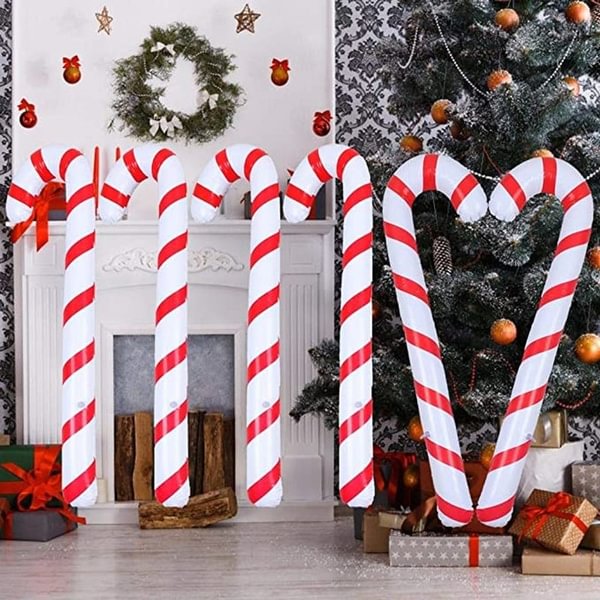 90Cm Christmas Inflatable Candy Canes Christmas Decoratios Balloon Candy Cane Balloons For Party Indoor Outdoor Holiday Decorations - Shop Trendy Women's Fashion | TeeYours