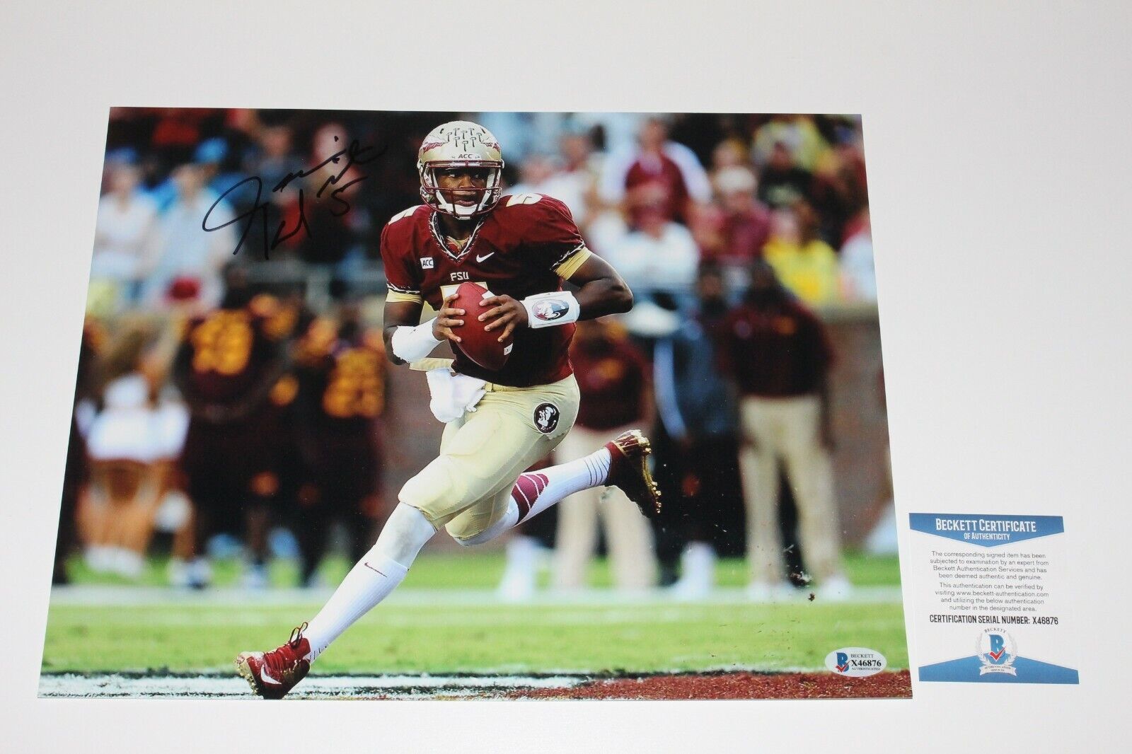 JAMEIS WINSTON SIGNED FLORIDA STATE SEMINOLES 11x14 Photo Poster painting BECKETT COA SAINTS QB