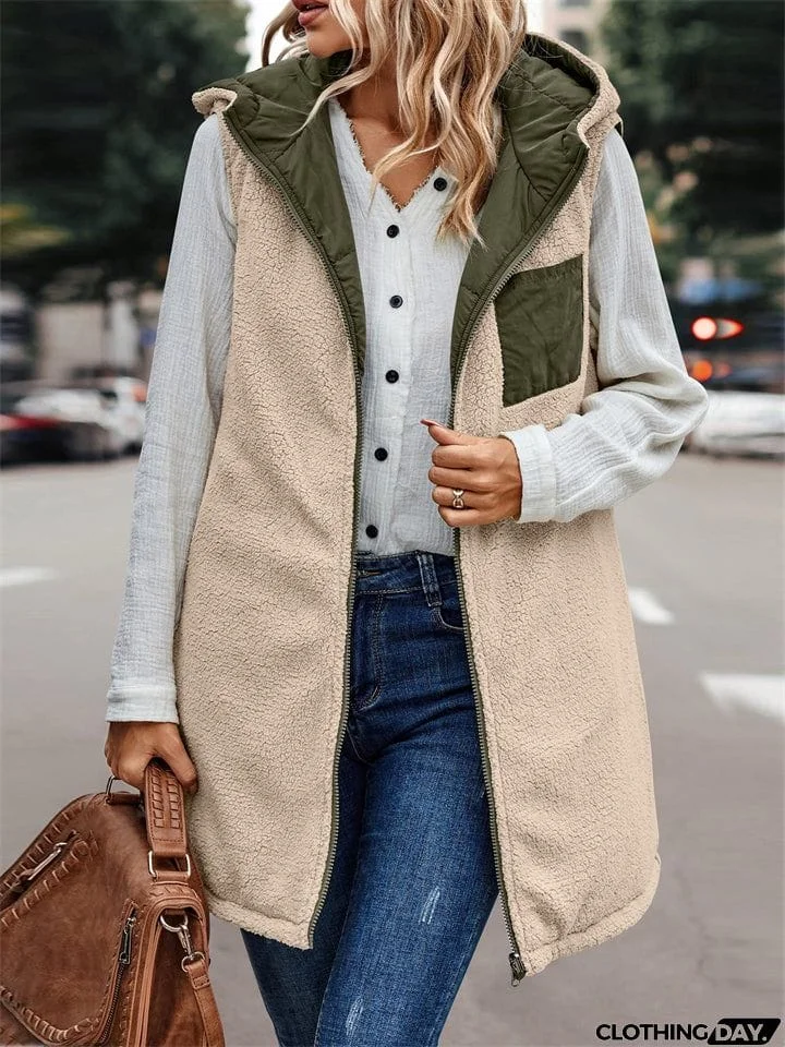 Sleeveless Zip-up Reversible Quilted Vest Puffer Jacket for Women