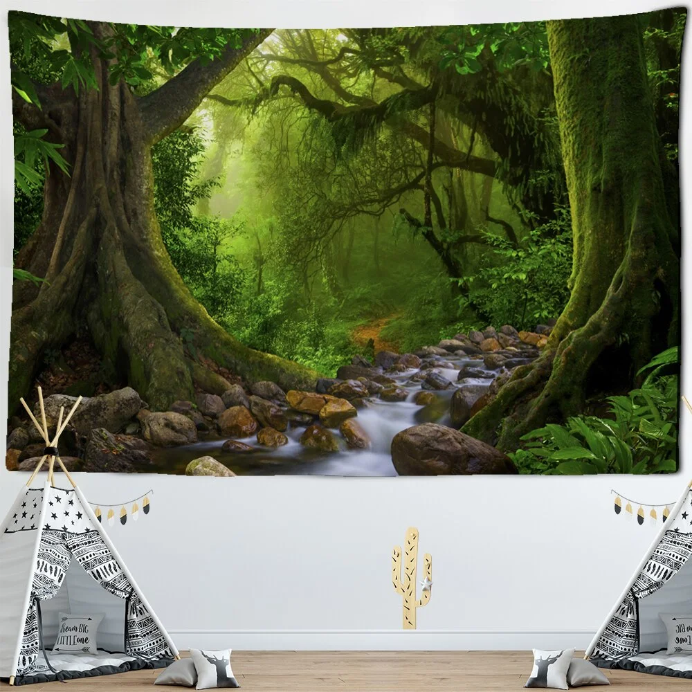Forest Plant Landscape Tapestry Scenery Wall Hanging Hippie Bedspread Bohemian Psychedelic Tapiz Witchcraft Home Decor