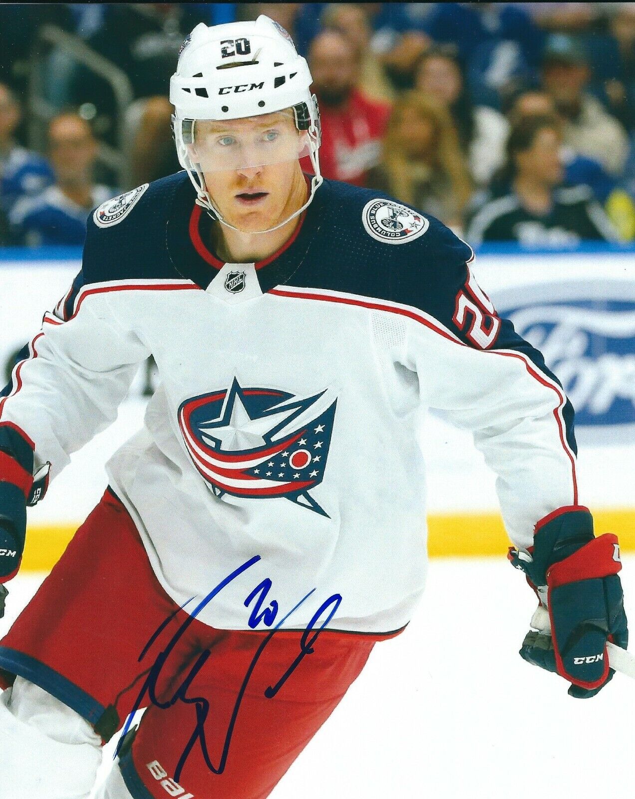 Signed 8x10 RILEY NASH Columbus Blue Jackets Autographed Photo Poster painting - COA