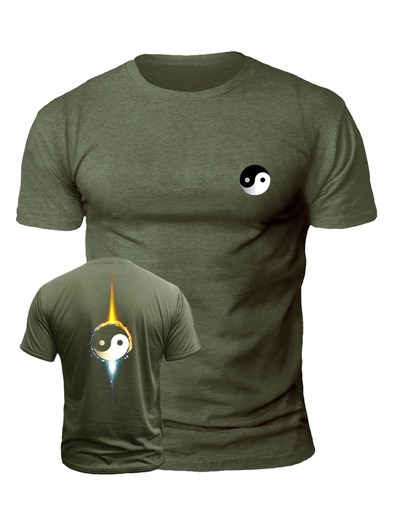 Men's Yin and Yang Symbol Print Casual Short Sleeve T-shirt