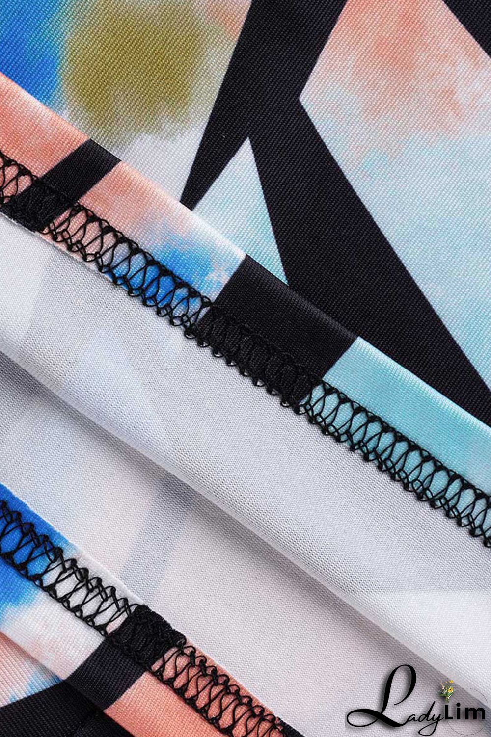 Blue Casual Print Split Joint Oblique Collar Plus Size Jumpsuits