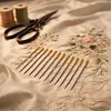 100-Pack Metal Large Eye Embroidery Needles Golden Color Cross Stitch Needles with Round Heads & Storage Box for DIY Sewing Quilting Crafting