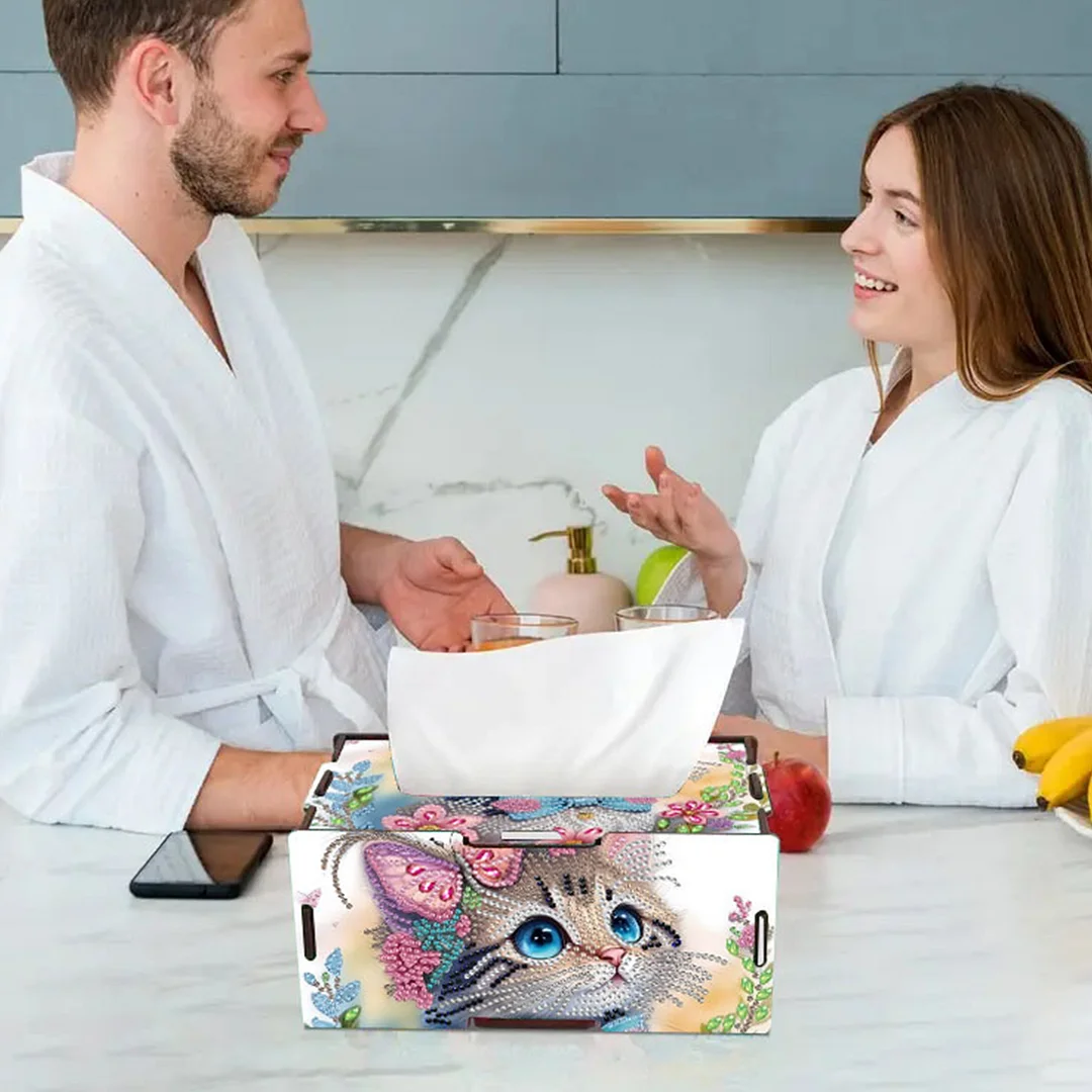 Wooden Diamond Painting Tissue Box for Home and Office Decoration(CZH014)