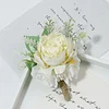 10PCS Wedding Catering Bridal Groom Guests Corsage Boutonniere Wrist Artificial Peony Flower Bouquets