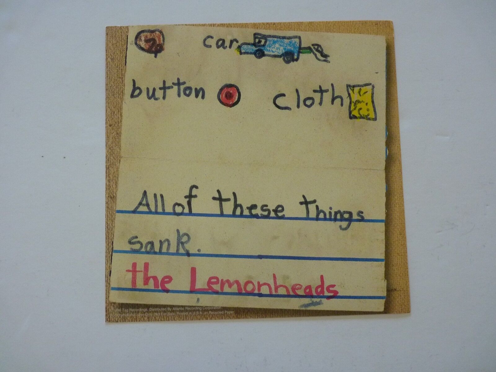 The Lemonheads Car Button Cloth LP Record Photo Poster painting Flat 12x12 Poster