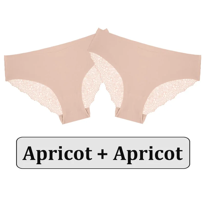 2PCS/Set Lace Panties Women Underwear Seamless Lingerie Sexy Panties Female Underpants Briefs Floral Lace Patchwork Woman Pantys