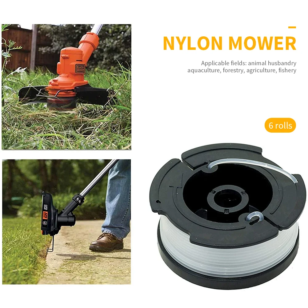 6 Rolls 30ft Replacement Spools Trimmer Line String AF-100 for Black Decker