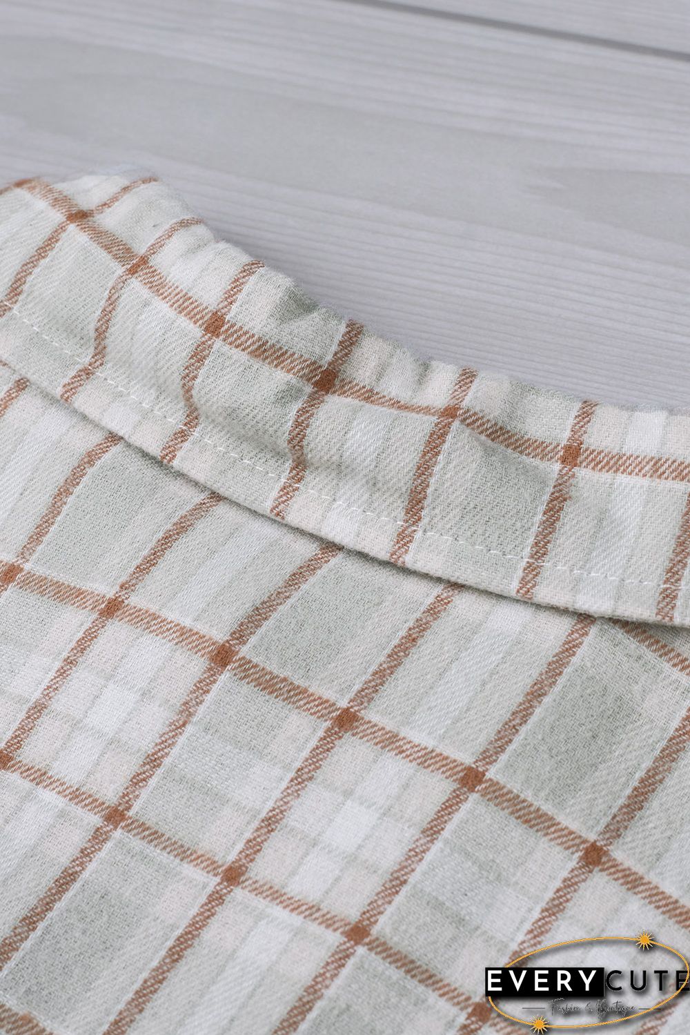 Sky Blue Plaid Color Block Pocket Button-up Long Sleeve Shirt