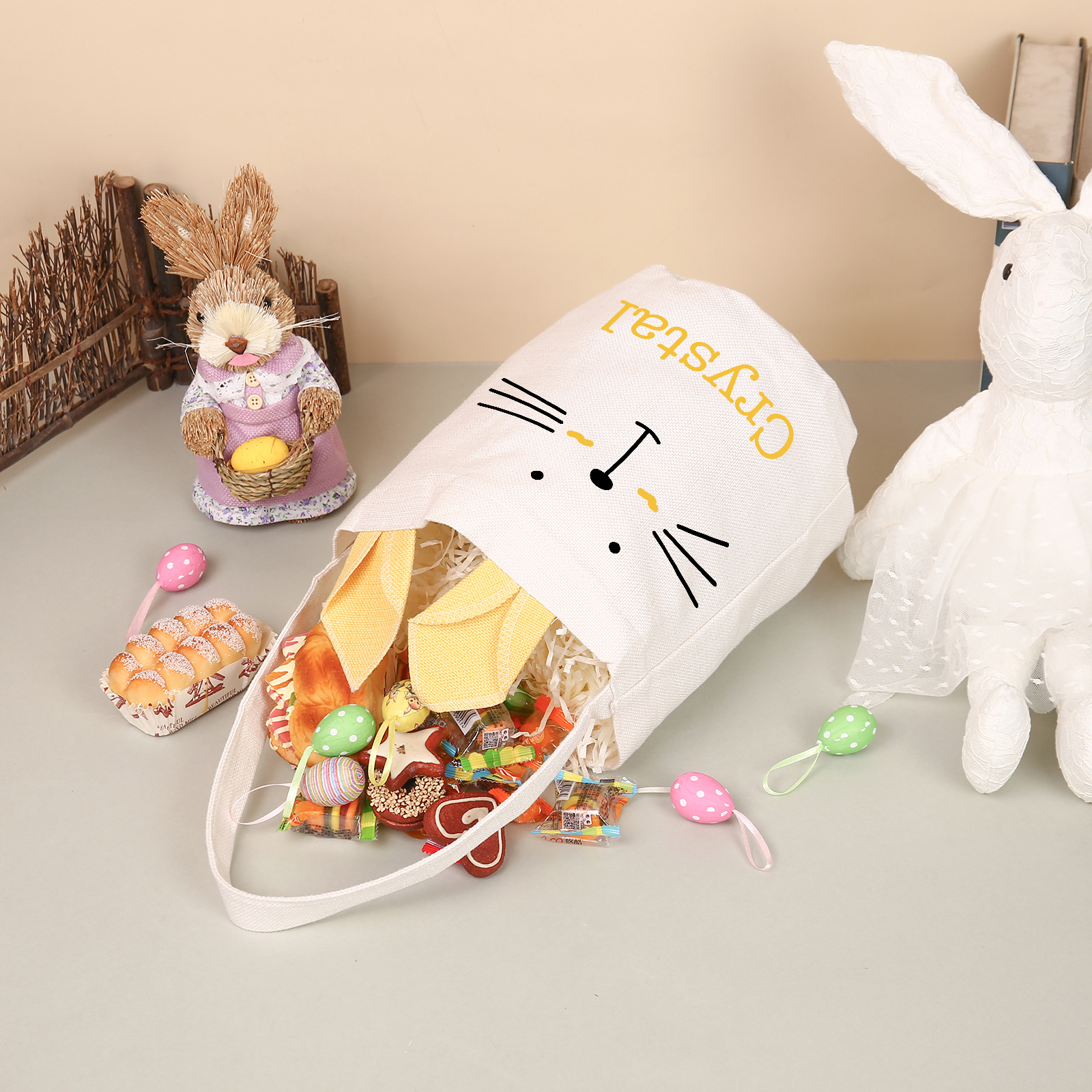 Sac de Pâques Lapin 1 Prénom Personnalisé