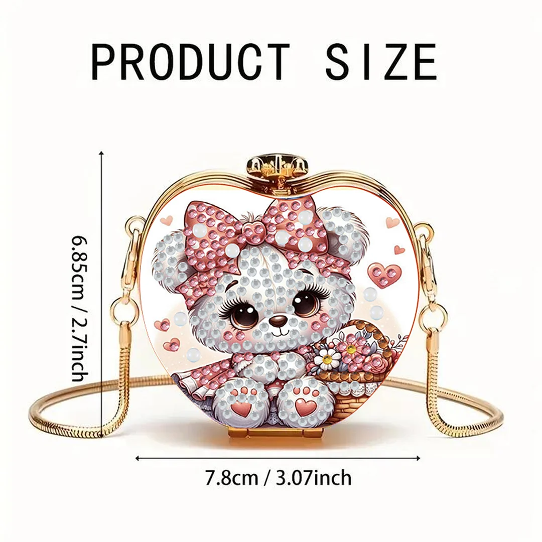 Bear DIY Acrylic Love Art Diamond Painting Coin Purse with Chain for Women Girl