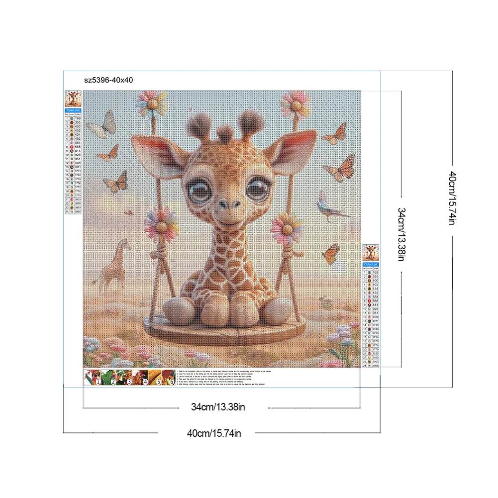 Diamond Painting - Full Round Drill - Swing Giraffe(Canvas|40*40cm)