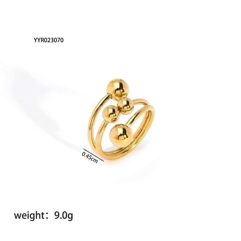 201 Stainless Steel 18K Gold Plated Vintage Style French Style Plating Inlay Ball Zircon Open Rings