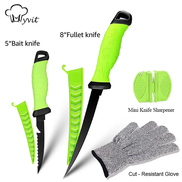 Myvit Lightweight Fillet Knife, Stainless Steel Green, 8 in