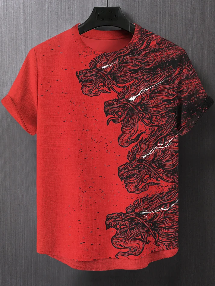 Men's Vintage Dragon Graphic Print T-Shirt