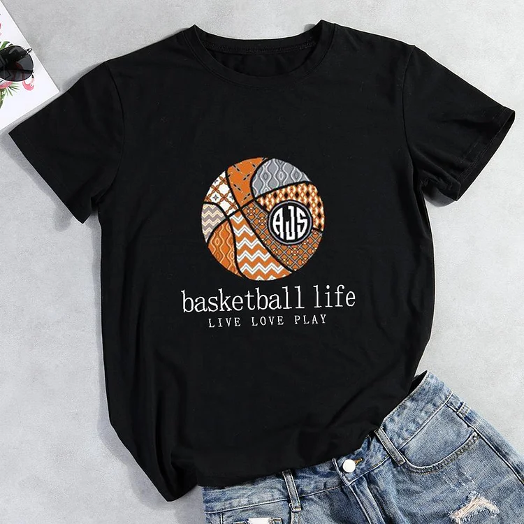 Basketball Life Round Neck T-shirt-Annaletters