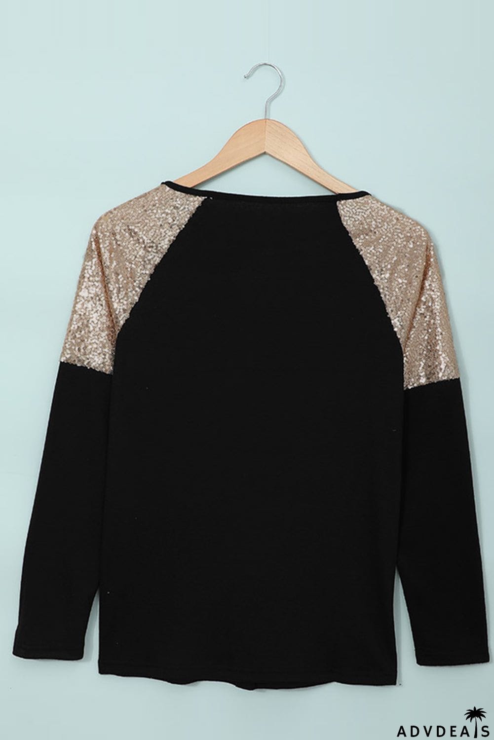 Sequin Shoulder Long Sleeve Top