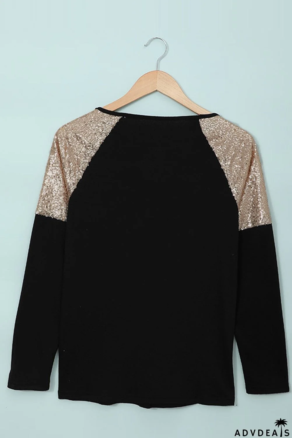 Sequin Shoulder Long Sleeve Top