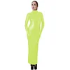 High Quality Sissy Hobble Dress Wetlook PU Leather Bodycon Maxi Dress with Gloves Man Male Sissy Pencil Dress Club Party Dress