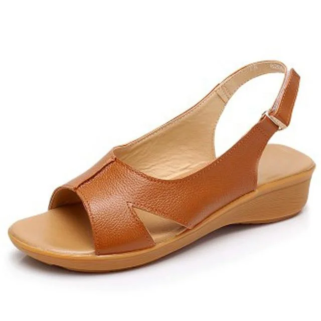 Genuine Leather Women Comfortable Sandals Gladiator Flats Shoes | EGEMISS