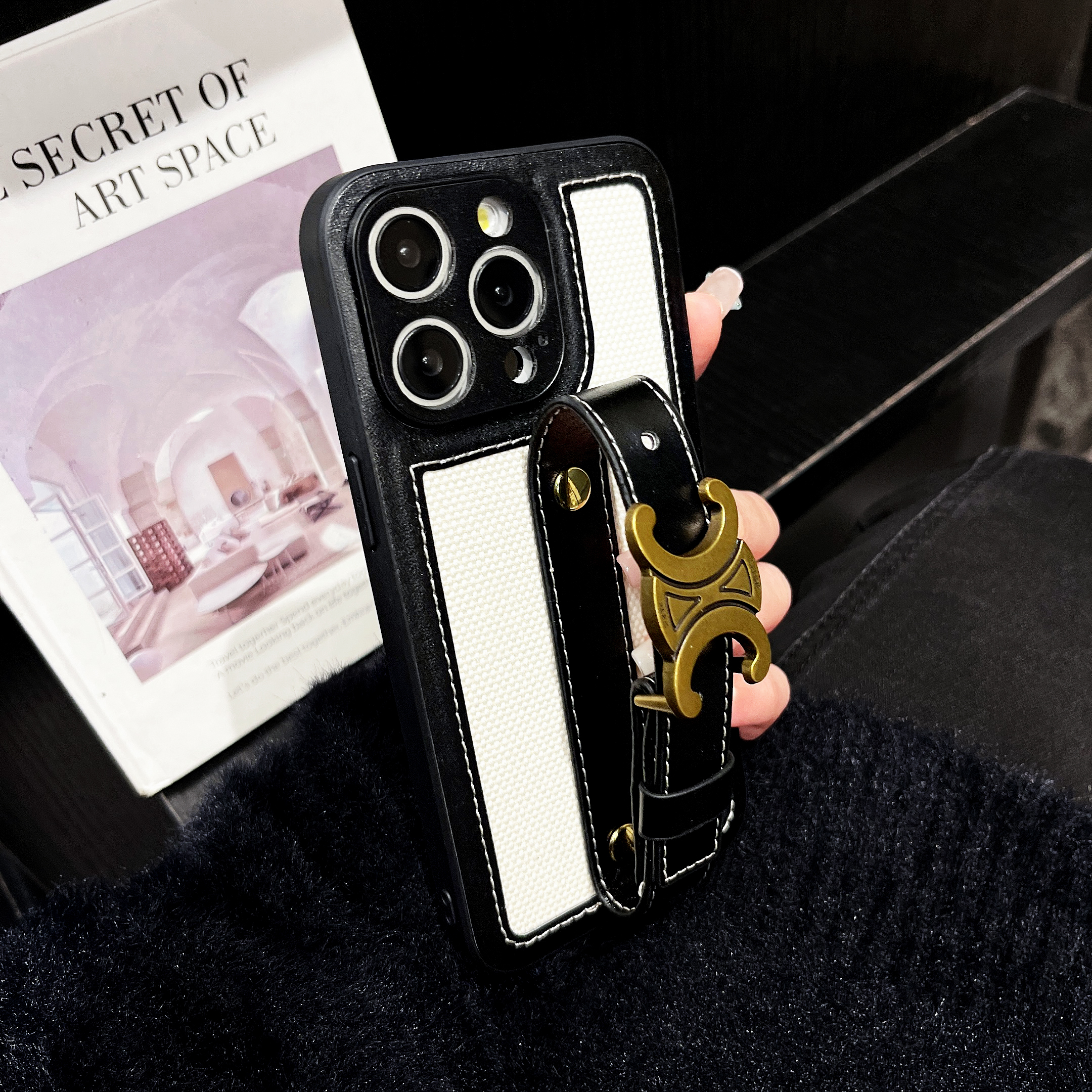 Leather wrist strap Celine Apple iPhone drop protection cases