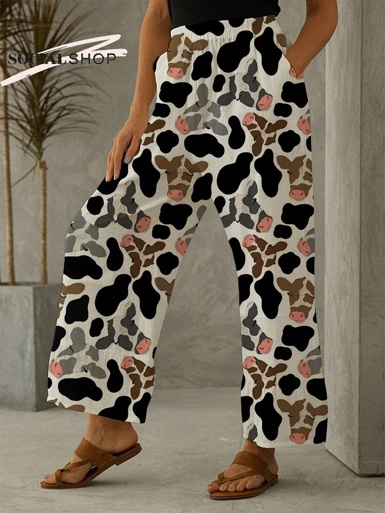 Cow Print Women'S Casual Trousers socialshop