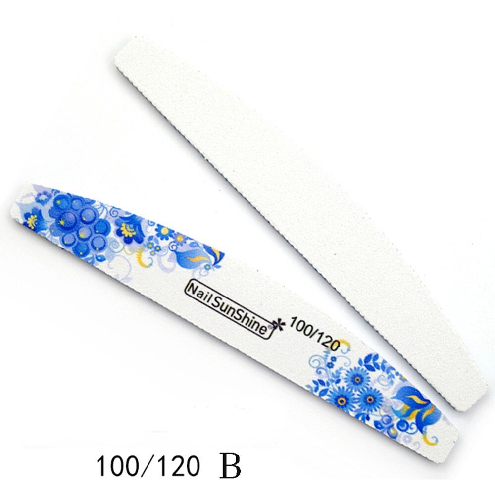3PCS/Set Professional Nail Files Double Sided Flower Print Sanding Buffer Pedicure Manicure Tool Polishing Strip 100/120/180/240