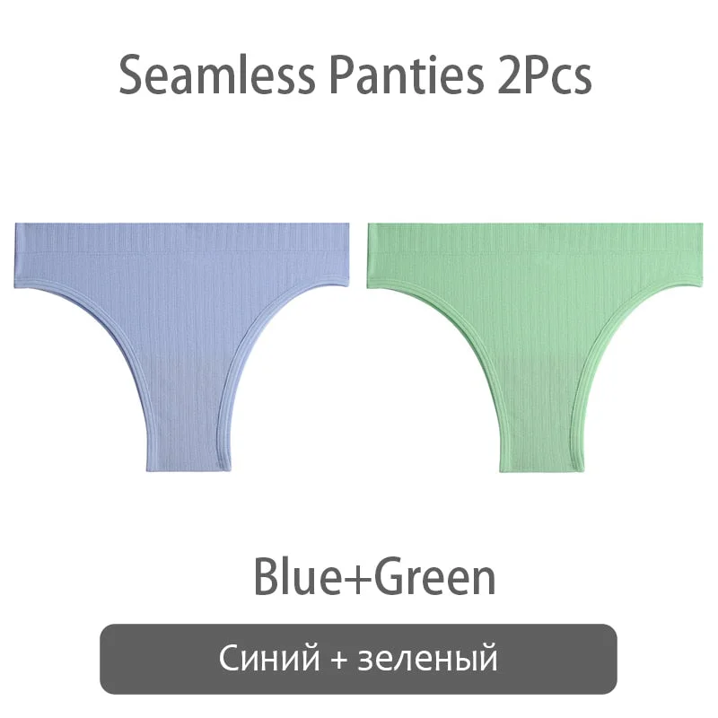 FINETOO Seamless Brazilian Panties Women 2Pcs/set T-back Underwear M-XL Panty Ladies Thongs Underpants Female Lingerie 9 Colors