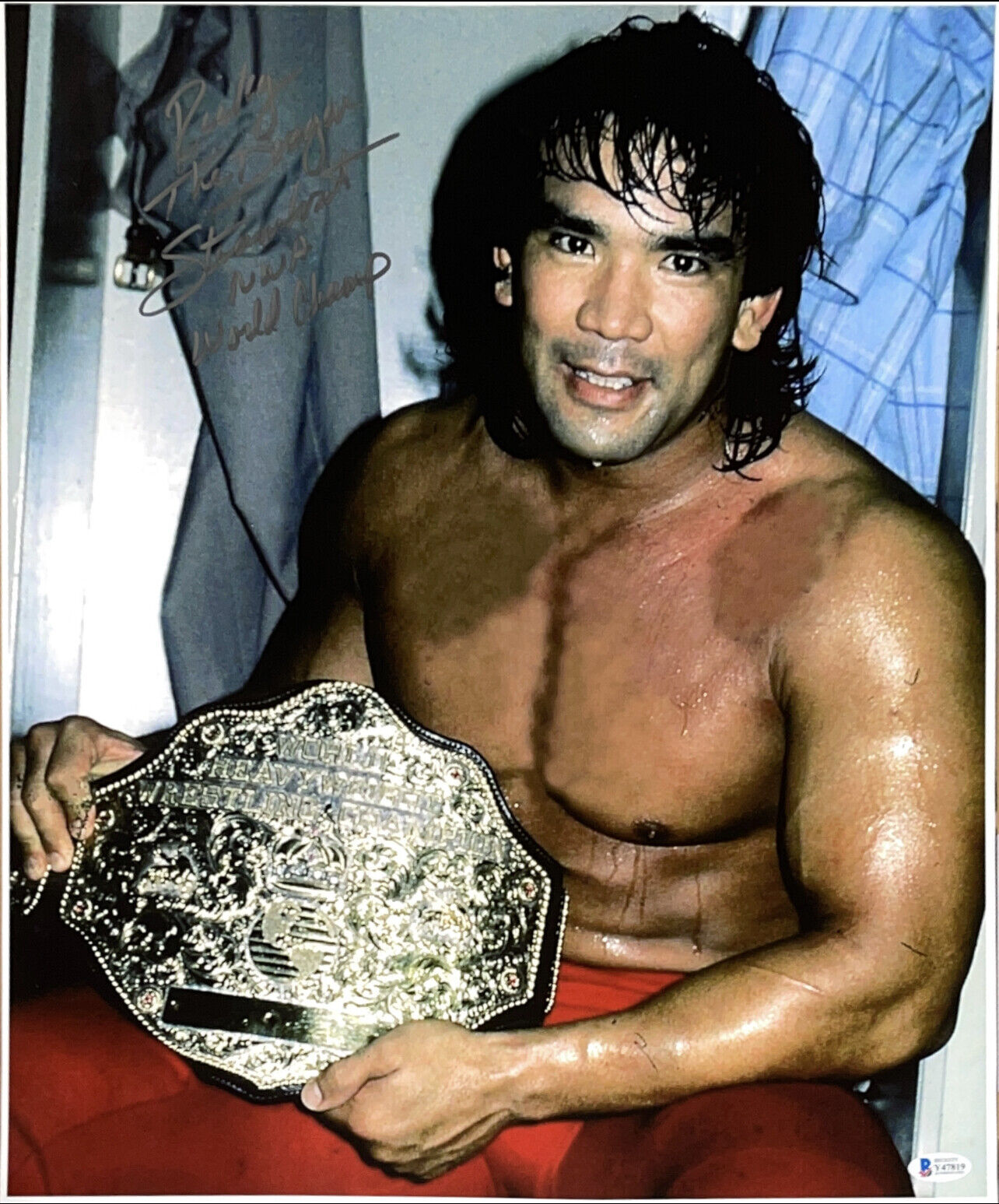 WWE RICKY STEAMBOAT HAND SIGNED AUTOGRAPHED 16X20 Photo Poster painting WITH BECKETT COA 1 RARE