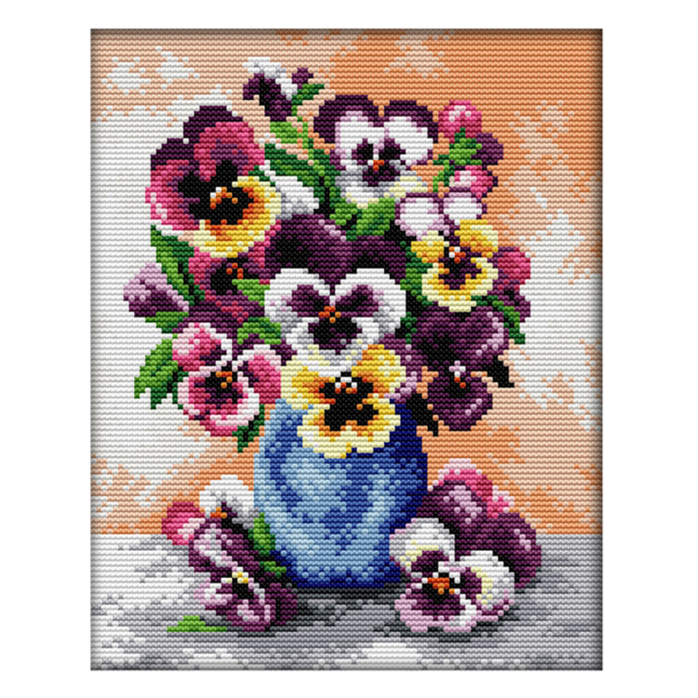 Flowers 29x22cm(canvas) Printed canvas 14CT 2 Threads Cross stitch kits