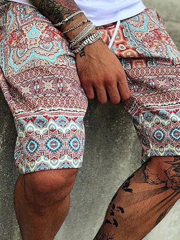Fashion printed lace men's shorts men